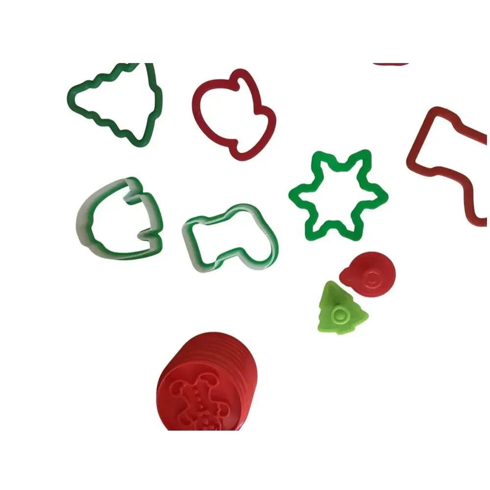 Christmas Cookie Cutters and Presses Sets of 9 presses & 9 Cutters Plastic